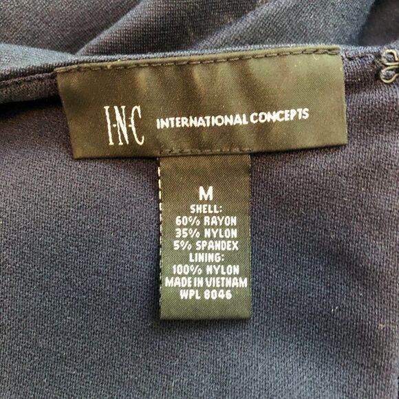 Inc International Concepts Navy Peplum Puff sleeve Top size M - Picture 4 of 7